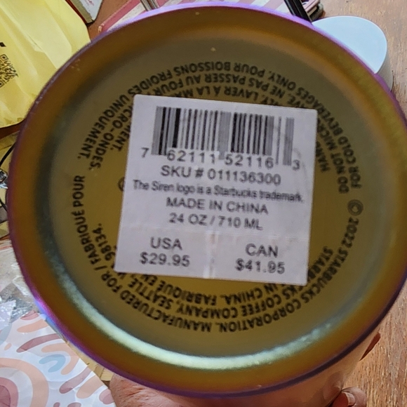 Starbucks NWT 2022 Summer Rainbow Iridescent Stainless Steel 24oz Tumbler HTF - Picture 8 of 8